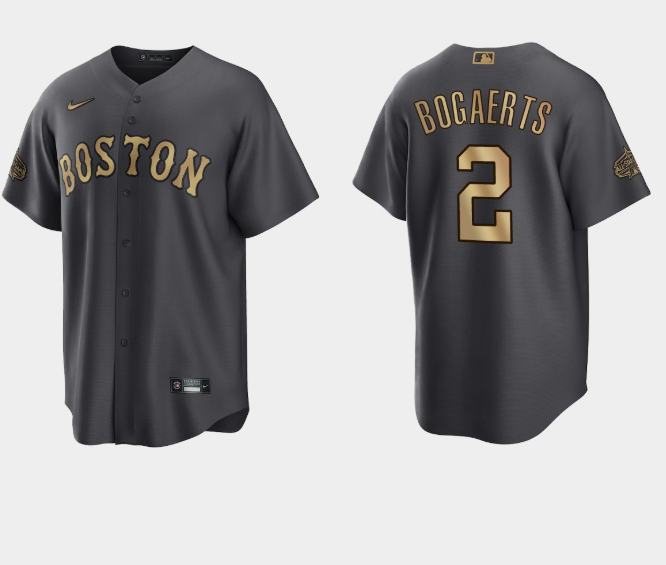 Men's Boston Red Sox #2 Xander Bogaerts 2022 All-star Charcoal Cool Base Stitched Jersey